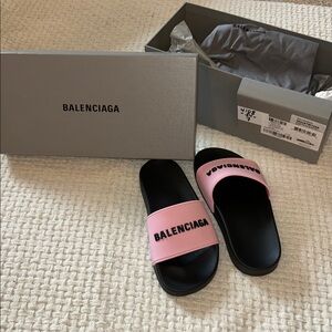 Balenciaga Pink and Black Sandals